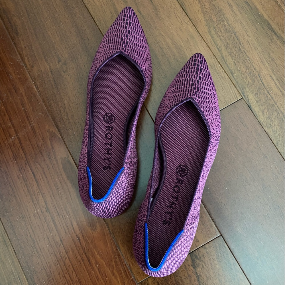 Rothy’s ‘The Point’ in Fig Python, size 10.5 (fits a true US 10)